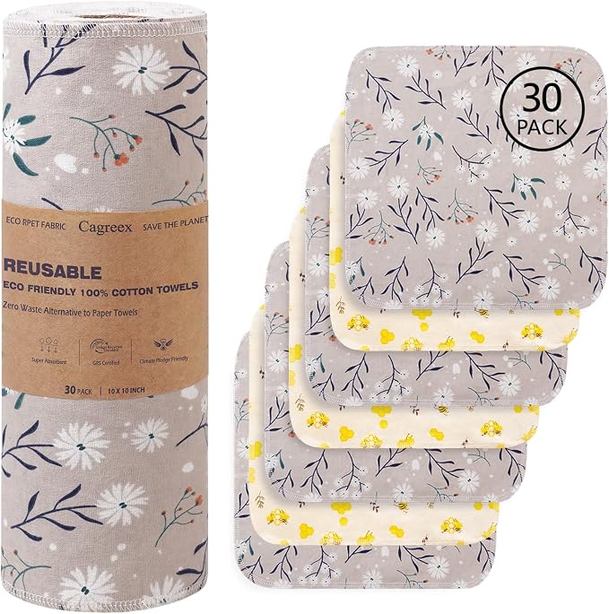 Reusable Dishcloths Kitchen Towels Cotton: 30 Packs 10X10 Washable Roll by Unknown