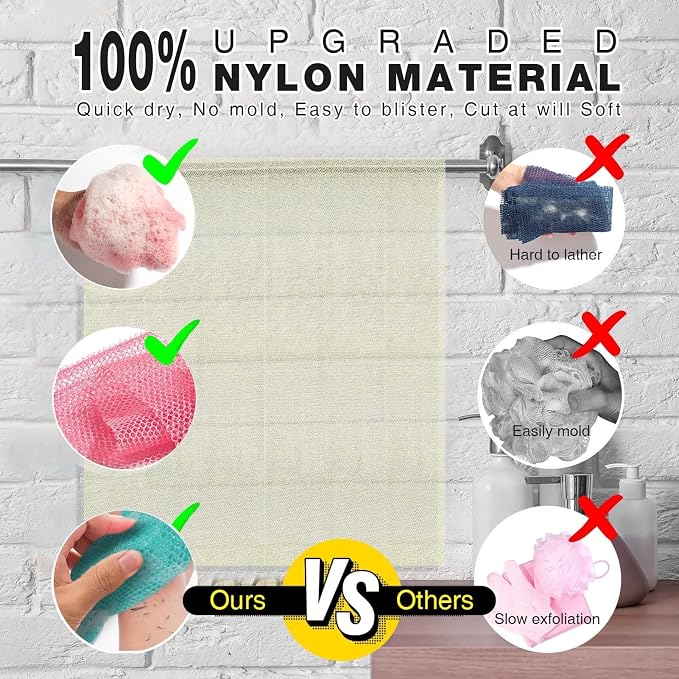 UJFQBH 3 Pieces African Net Sponge, African exfoliating net African Net Long - Image 2