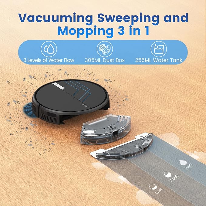 AIRROBO Robot Vacuum and Mop, 3000Pa Powerful Suction Robot Vacuum Cleaner - Image 2