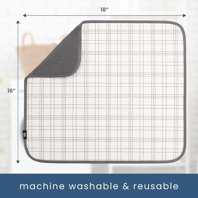 S&T INC. Dish Drying Mat, 16” x 18”, Absorbent Microfiber Kitchen Counter Mat - Image 6