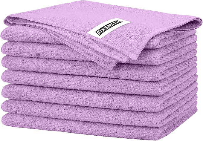 FIXSMITH Purple Microfiber Cleaning Cloth -Pack of 8, Highly Absorbent Cleaning by FIXSMITH