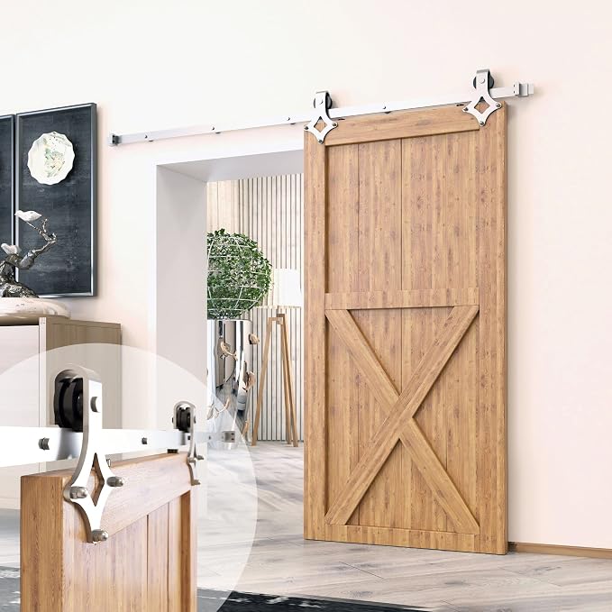 Homacer Brushed Nickel Non-Bypass Sliding Barn Door Hardware Kit, by HOMACER