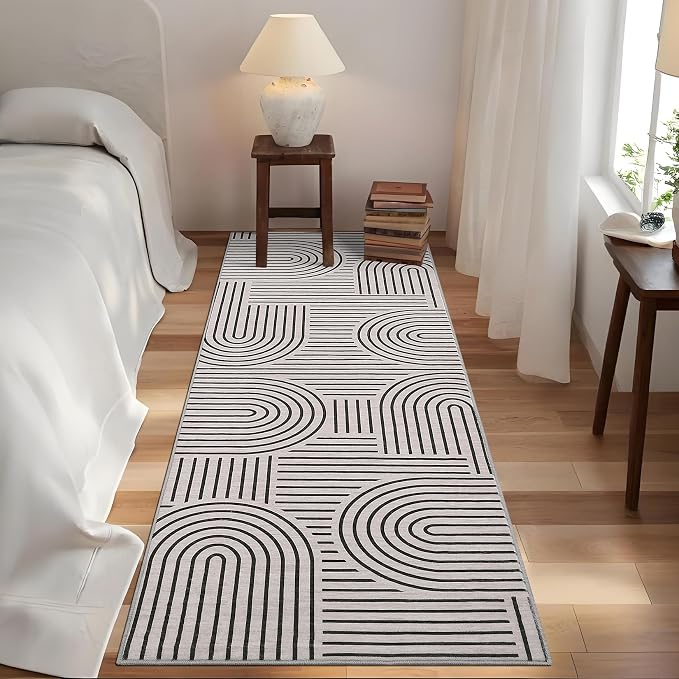 Modern Rug 2x6 Runners for Hallways, Abstract Kitchen Runner Rugs Non Slip Bath - Image 3