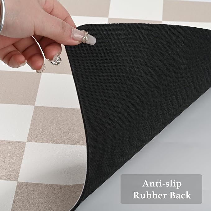 Checkered Dish Drying Mat for Kitchen Counter, Coffee Bar Station Accessories - Image 7