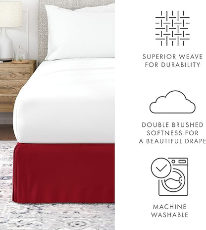 Linen Market Bed Skirt - Ultra Soft Microfiber - Easy Fit with 14 Inch Tailored Drop - Hotel Quality, Shrinkage & Fade Resistant - Bed Cover - Twin XL Bed Skirts - Bedroom Décor - (Twin XL, Burgundy)