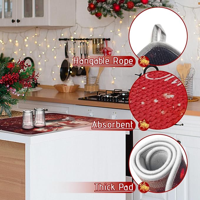 2 Pcs XXL Christmas Dish Drying Mat, Absorbent Microfiber Mats - Image 3