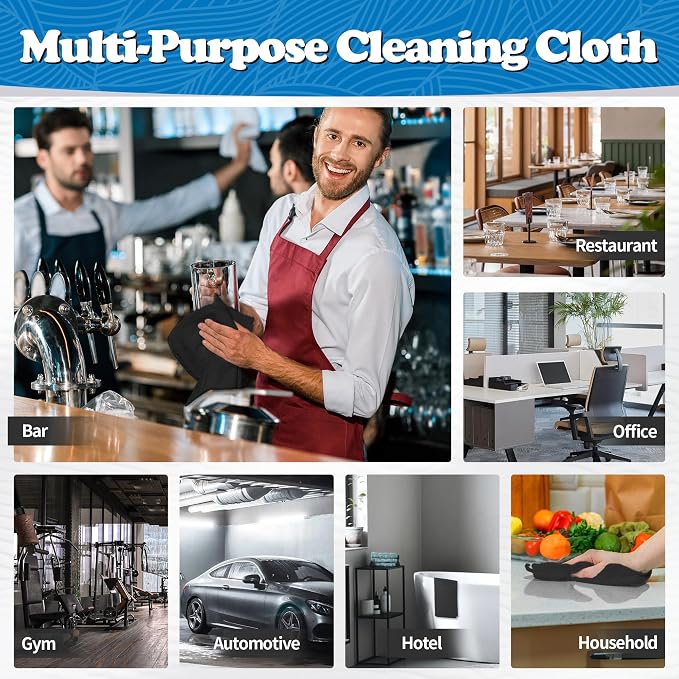 FIXSMITH Microfiber Cleaning Cloth, Shop Towels Bulk, 24 Pack Black Microfiber - Image 7
