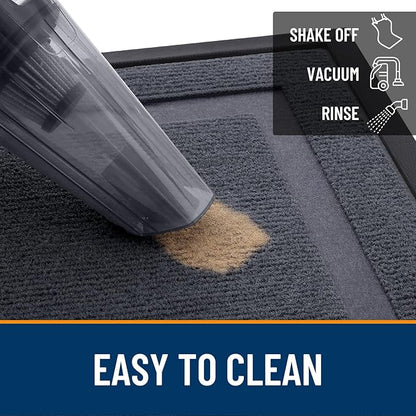 OLANLY Front Door Mat Indoor Outdoor Entrance, Waterproof All-Season, All-Weather Doormat, Sturdy Natural Rubber, Fade Resistant, Low Profile, Easy Clean Patio Porch Entryway Mat, 47x32, Light Grey