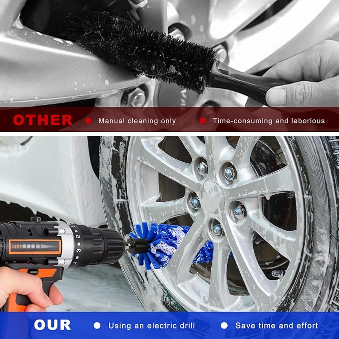 Drill Brush for Car Wheel, Highly Dense Wheel Rim Cleaning Brush - Image 3