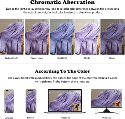NEWCOSPLAY Super Soft Queen Blanket Lavender Premium Silky Flannel Fleece Leaves Pattern Lightweight Bed Blanket All Season Use (Lavender, Queen(90"x90"))