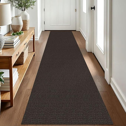 EARTHALL Washable Runner Rug 2x8 Ft Non Slip Runners for Hallways Cotton Rubber Backed Kitchen Runner Braided Indoor Floor Carpet Runners for Entryway, Hallway, Kitchen, Bedroom, Taupe/Coffee