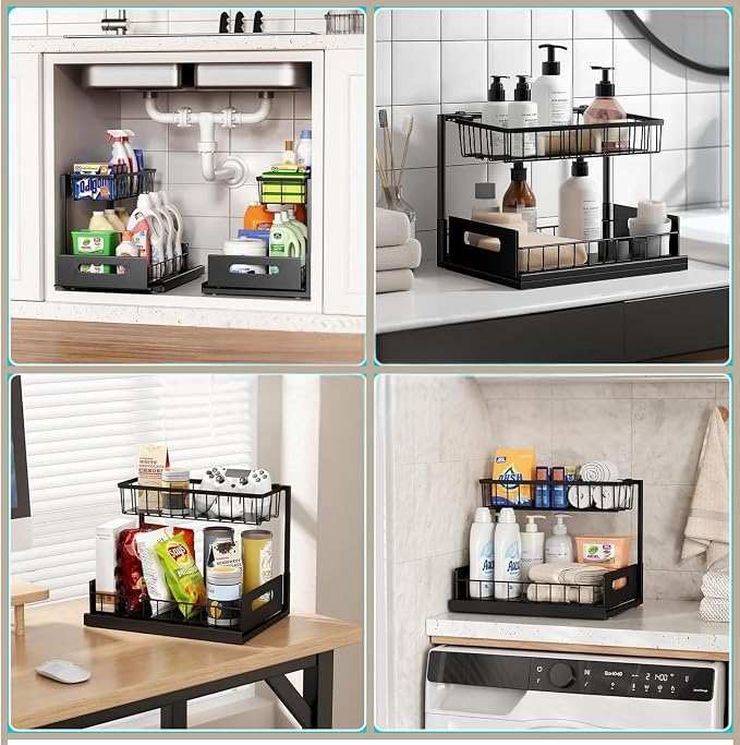 USTECH Under Sink Organizer, Cabinet Organizer, Bathroom Organizer, Under Sink - Image 6