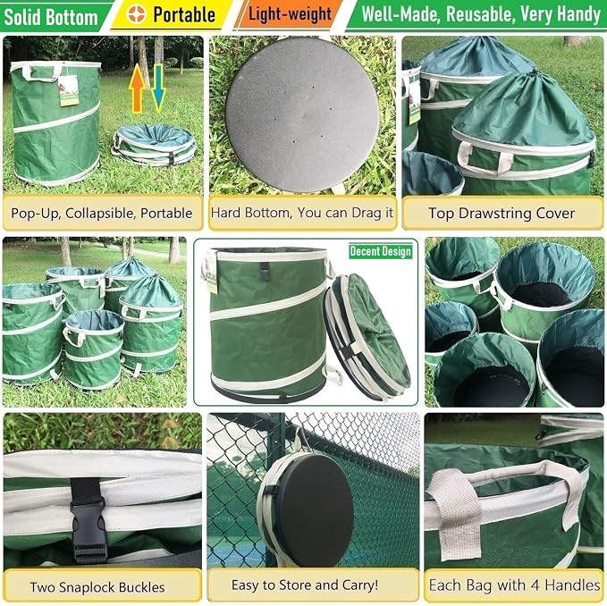 16-Gallon Collapsible Trash Can Hard-Shell Bottom Yard Garden Bag - Image 4