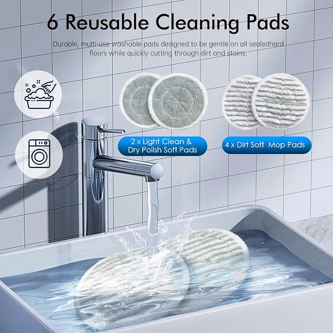 Scrubbing Steam Mop with Rotating Mop Pads, All-in-One Hard Floor Cleaner with - Image 8