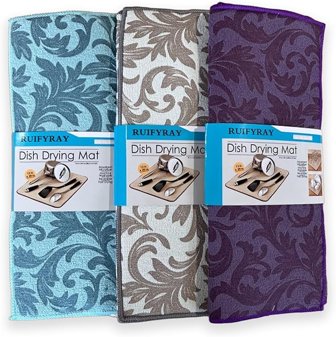 Microfiber Dish Drying Mat 3PCS, Ultra Absorbent & Quick Drying by RUIFYRAY