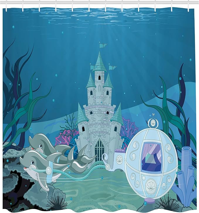 Ambesonne Ocean Shower Curtain, Mermaid Castle - Image 2