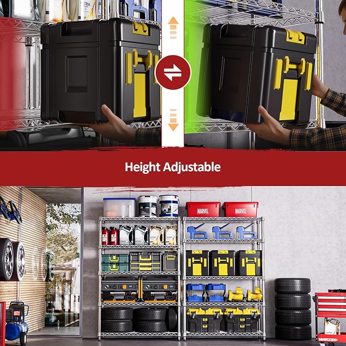 IZEUK 5-Tier Heavy Duty Metal Storage Shelving Unit, Adjustable Steel Wire Rack - Image 4