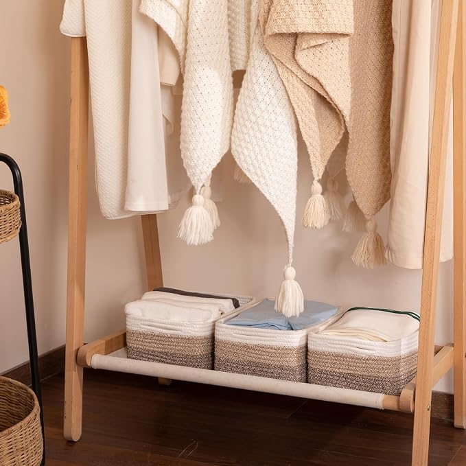 3 Pack Small Storage Baskets for Organizing, Cute Woven Decorative Gift Baskets - Image 4