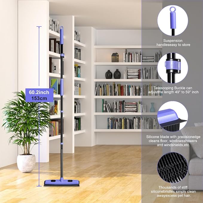 Carpet Brush for Pet Hair Remover, Rubber Broom for Pet Hair on Carpet - Image 5
