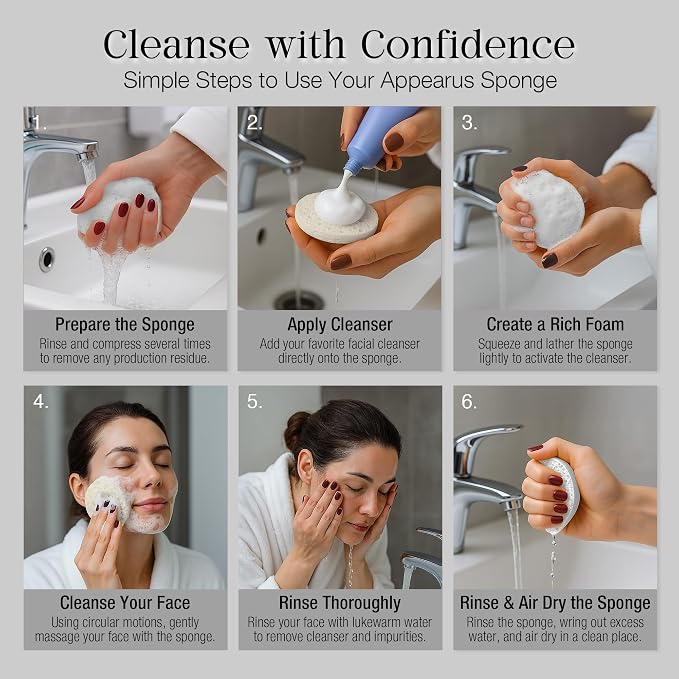 Appearus Natural Cellulose Facial Sponges – 50 Pack – Professional Spa Facial - Image 4