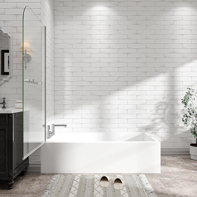 31"-32" W x 55" H Brushed Nickel Flexible 180° Pivot Shower Door Reversible - Image 5