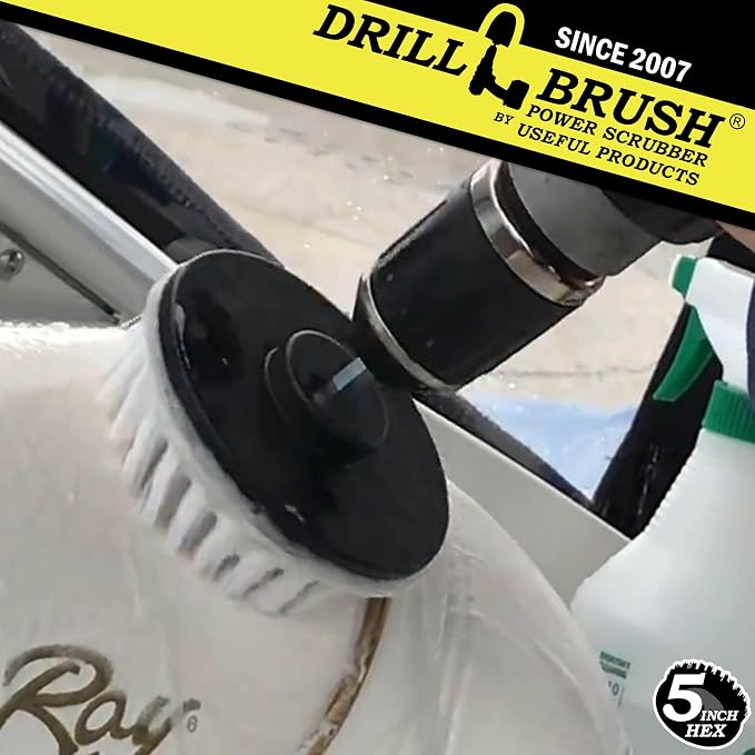 Drillbrush 5" Round Soft Bristle Scrub Brush Power Drill Attachment - Image 2