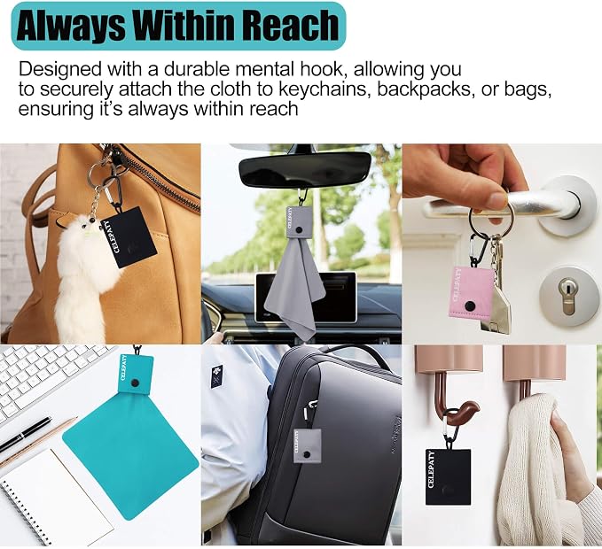 Solid Color Keychain Microfiber Eye Glasses Cleaner Cleaning Cloth Wipes - Image 2