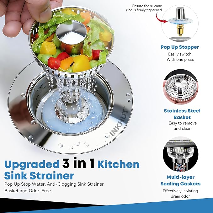 Upgraded 3 in 1 Kitchen Sink Drain Strainer - Image 2