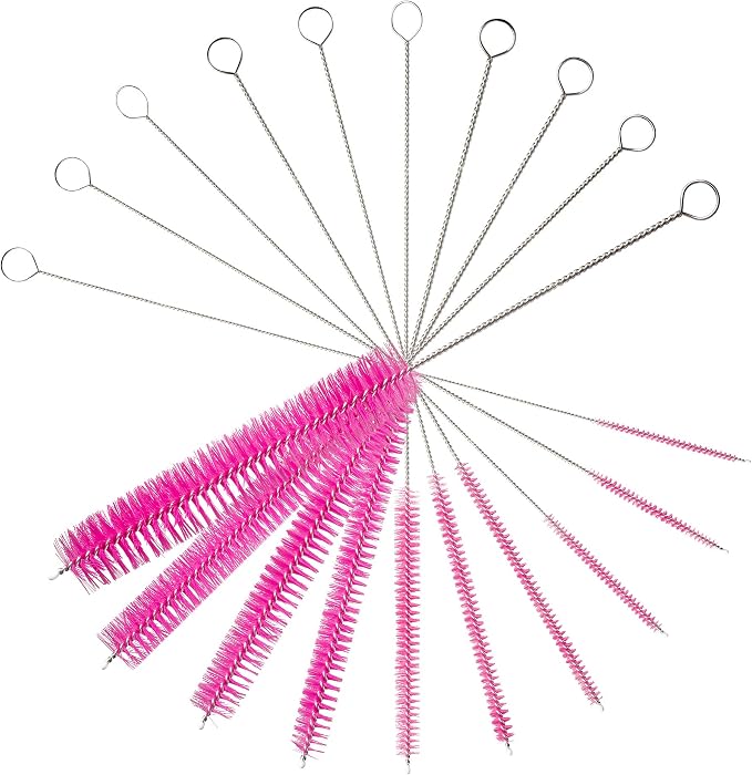 10" Tube Cleaning Brush Set, 10 Pack, Extra Long Nylon Straw Brushes - Image 3