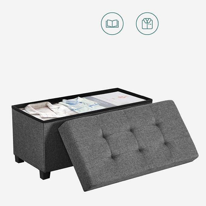 SONGMICS Storage Ottoman Bench, Foldable Foot Rest - Image 8