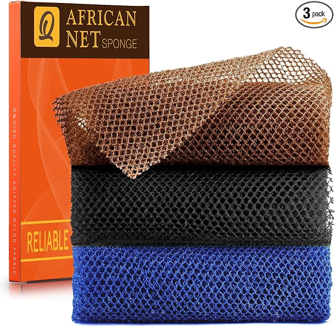 3 Pieces African Bath Sponge African Net Long Net Bath Sponge Exfoliating by BuyNow