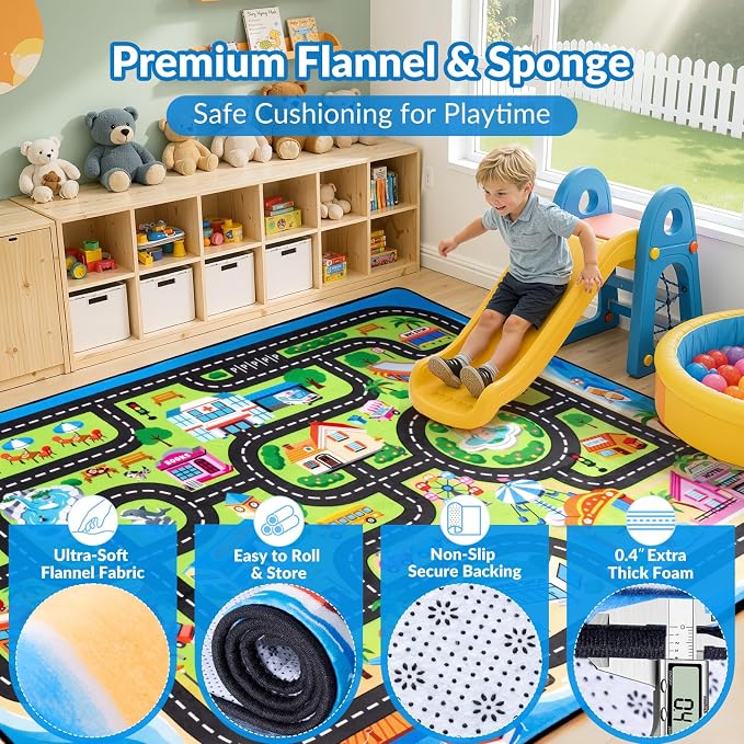 Kids Rug, 5x7 FT Island City Car Rug Play Mat - Image 3