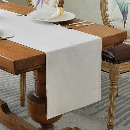 BALCONY & FALCON Velvet Table Runner 14"x118" Ivory Luxury Machine Washable Farmhouse Vintage Runner for Table Dining, Party, Wedding, Birthday, Easter, Thanksgiving & Christmas & Home Décor