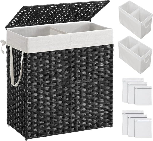 SONGMICS Laundry Hamper with Lid, 110L Clothes Hamper with 2 Removable Liner by SONGMICSbySONGMICSHOME