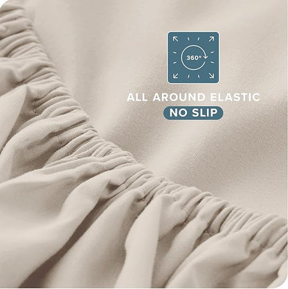 Bare Home California King Sheet Set - 1800 Ultra-Soft Microfiber Bed Sheets - Double Brushed - Deep Pockets - Easy Fit - 4 Piece Set - Bed Sheets (Cal King, Wheat)