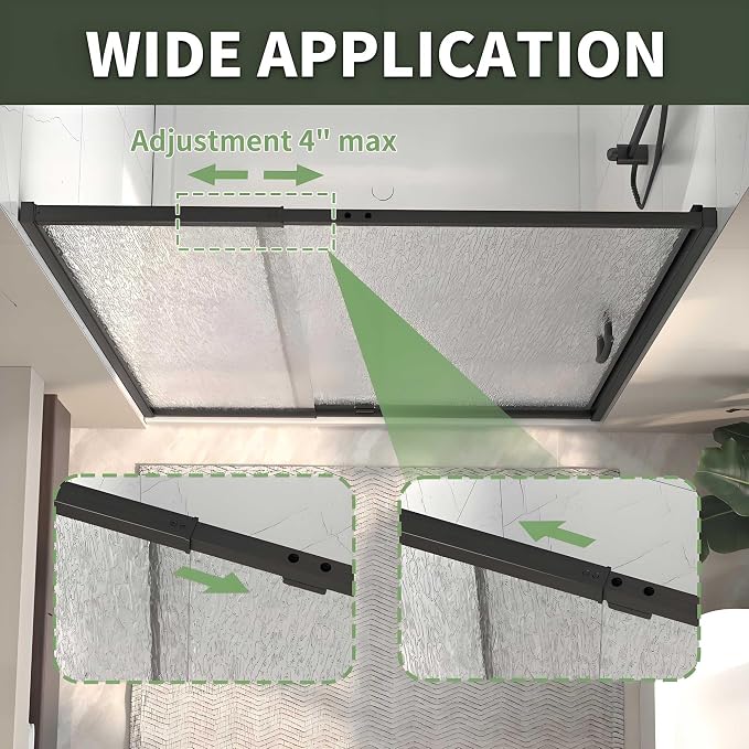38-42" W x 71" H Pivot Glass Shower Door, 1/4" Thick SGCC Tempered Rain Glass - Image 4