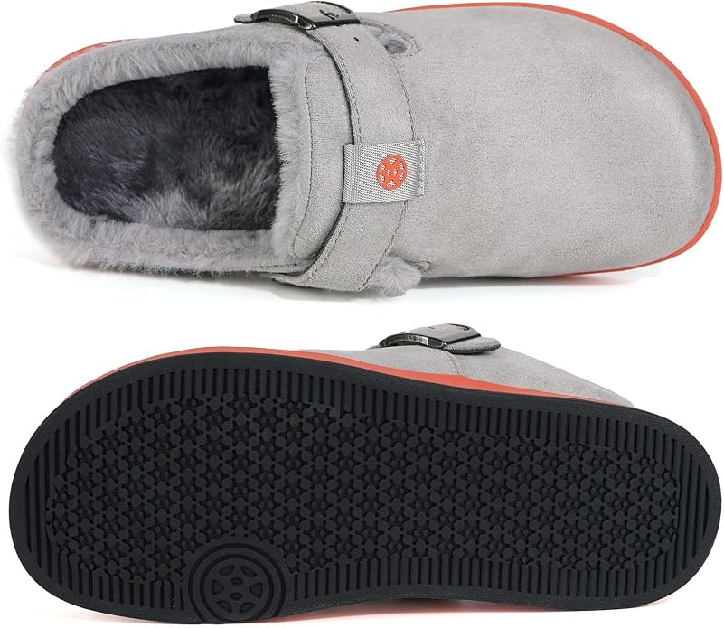 Fur Lined Clogs for Women Men Suede Winter Slippers Arch Support Slip on Mules - Image 3