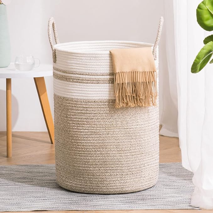 YOUDENOVA Woven Rope Laundry Hamper Basket, 100L Tall Laundry Basket, Baby by YOUDENOVA