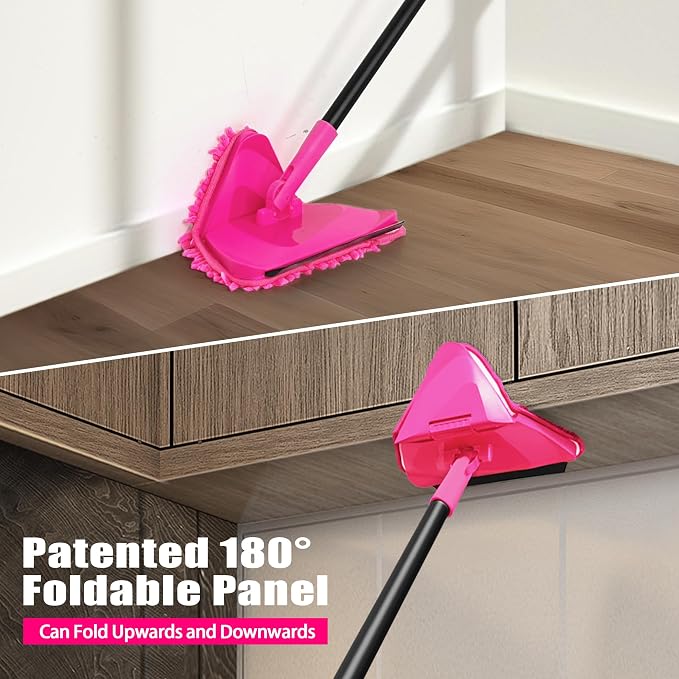 JEHONN Wall Mop with Long Handle 80 inches, Upgraded 180° Collapsible Baseboard - Image 2