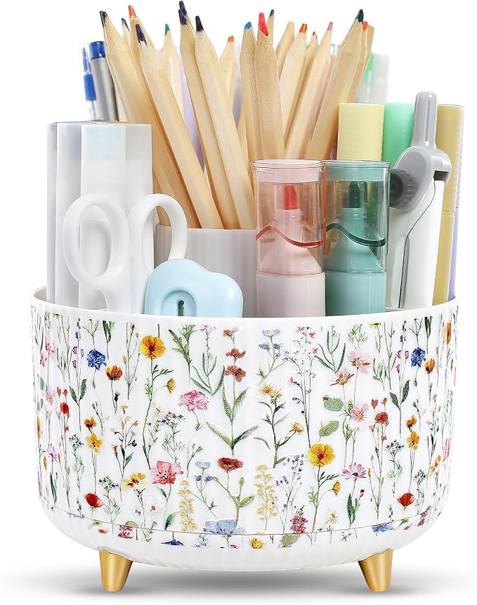 SKYDUE 360 Degree Rotating Desk Organizer, Dual-Purpose Pencil Pen Holder by SKYDUE