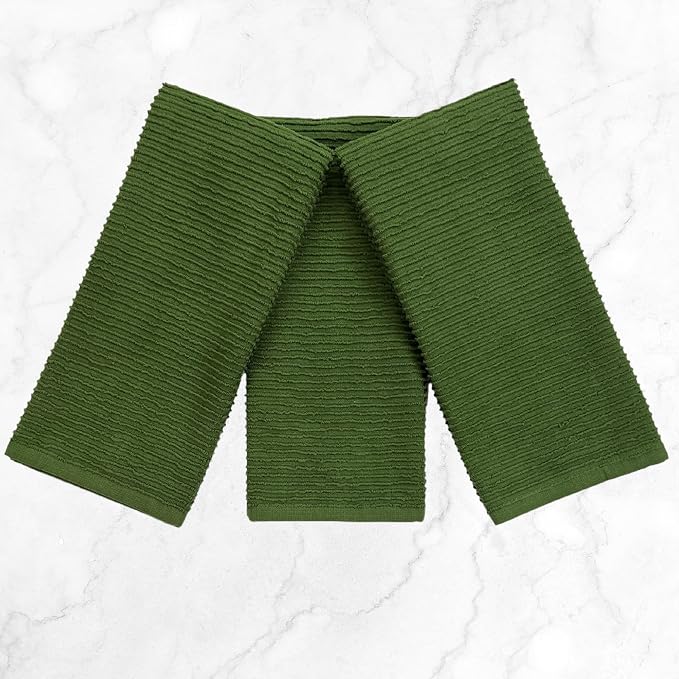 Serafina Home Avocado Forest Green Kitchen Hand Dish Towels: Oversized 28" x 18" - Image 4