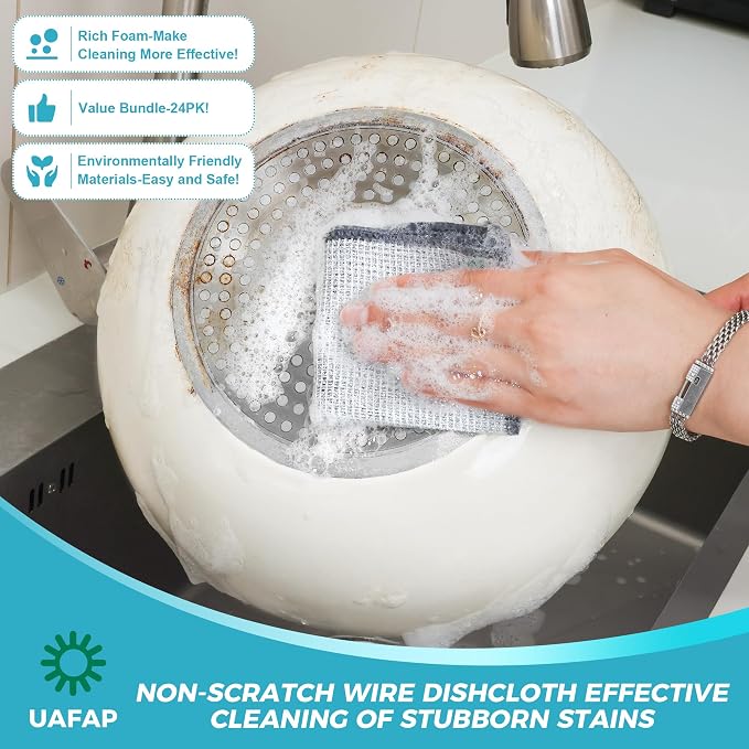 24 PCS Non Scratch Wire Dishcloth, Cleans Fast Without Scratching, Stands Up to - Image 4