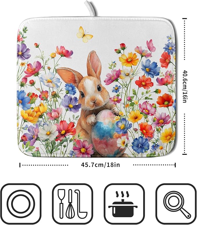Spring Easter Rabbit Egg Dish Drying Mat - Image 2