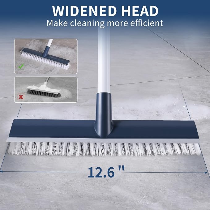 BOOMJOY Floor Scrub Brush with 57" Long Handle, 2 in 1 Scrape and Brush - Image 2