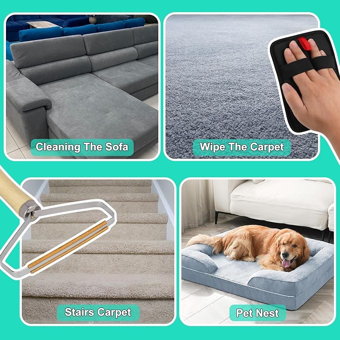 Carpet Rake for Pet Hair Removal, Reusable Pet Hair Remover Broom, Lint Remover - Image 5