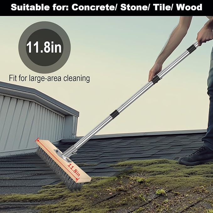 Crack Weeder Brush Heavy Duty Wire Broom Set, Detachable 64.9in Handle - Image 2
