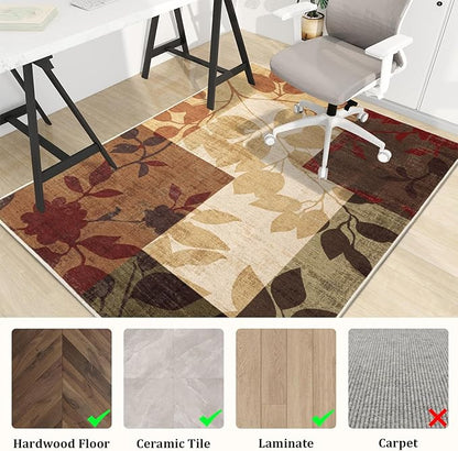 Office Chair Mat for Hardwood Floor, 72"x48" Easy Glide Computer Desk Mat Protector for Rolling Chair Under Desk Rug Nonslip Backing, Machine Wash, (Modern)