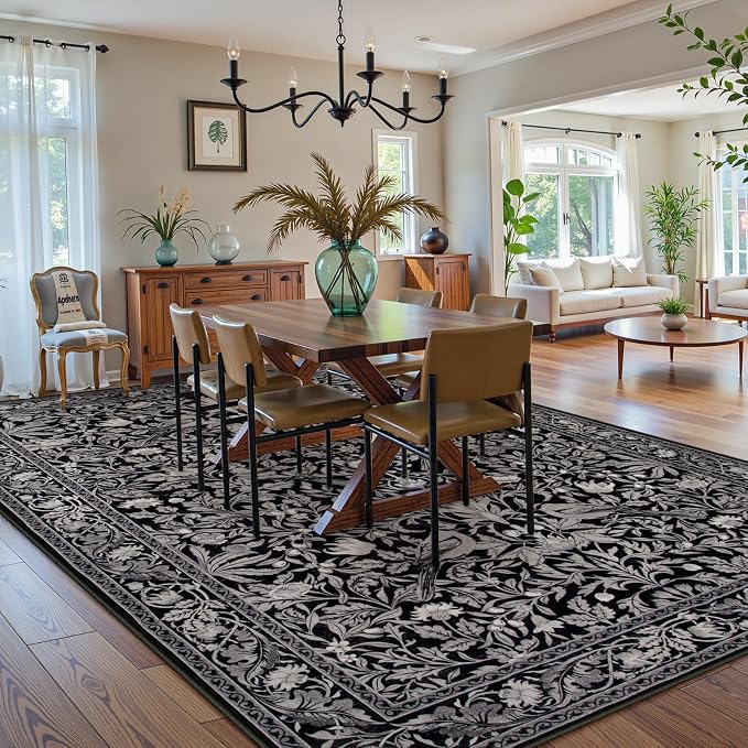 Lahome Bird Area Rugs 9x12 Living Room, Soft Washable Black Rug - Image 3