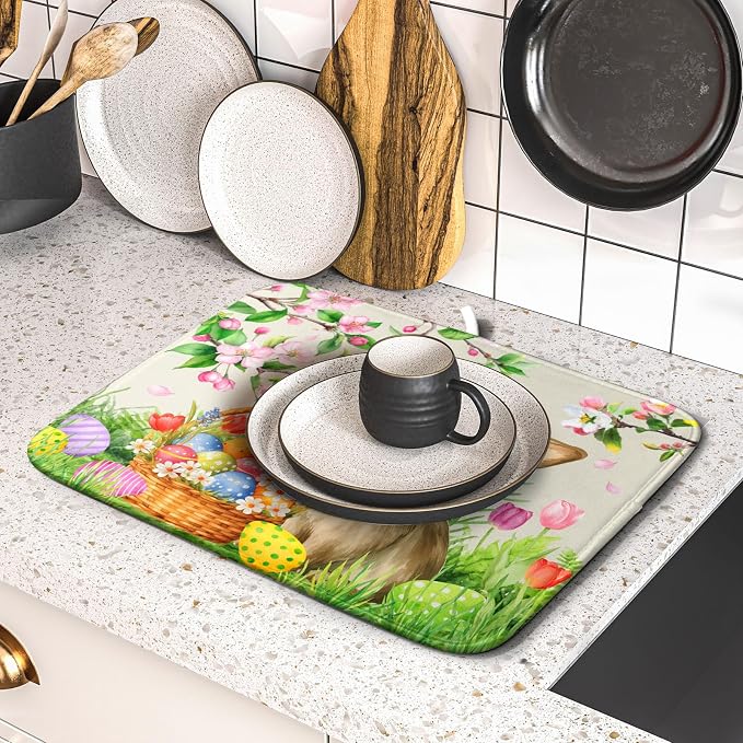 Easter Bunny Colorful Eggs Dish Drying Mat - Image 5