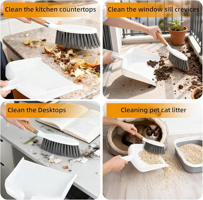 Small Broom and Dustpan Set, 13 x 8.7 inch, Hangable Portable Cleaning - Image 8
